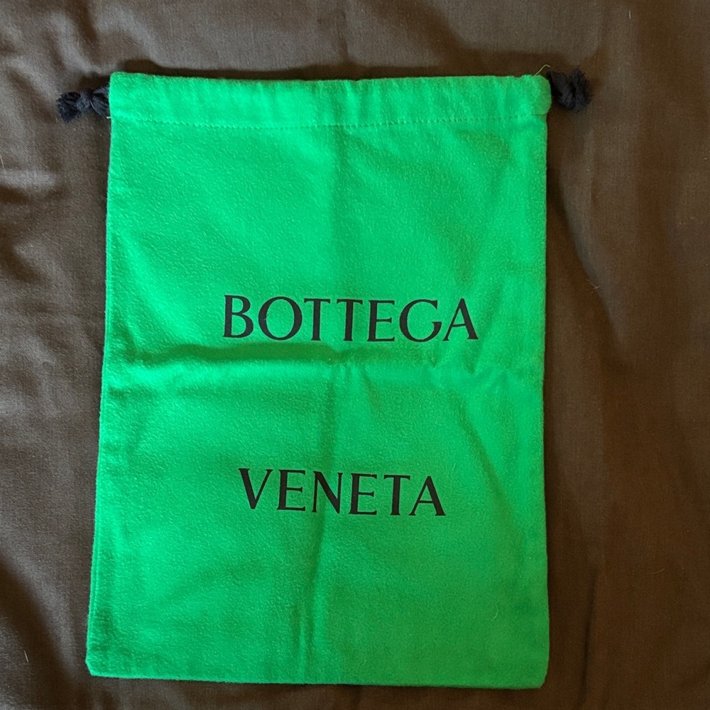 Bottega Veneta Neon Green Drawstring Pouch with Black Logo